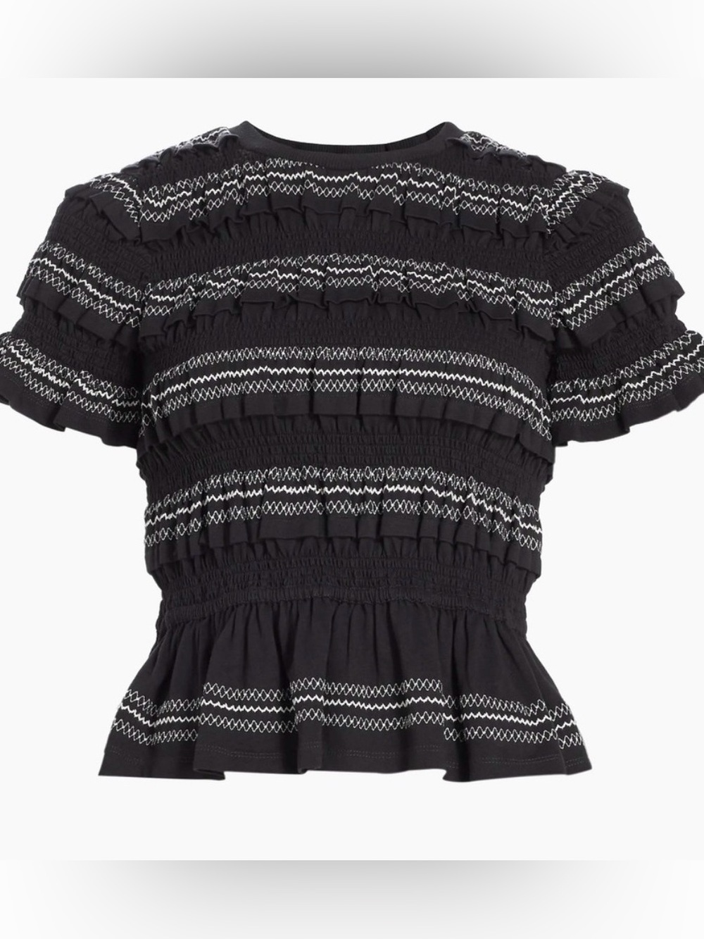 Sea Smocked Top - Black/White